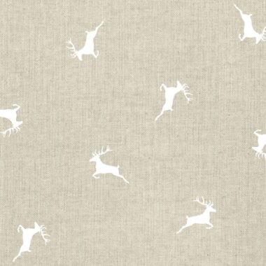 Stags Linen Canvas White Fabric