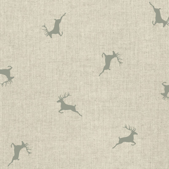 Grey Reindeer Linen Look Canvas Fabric