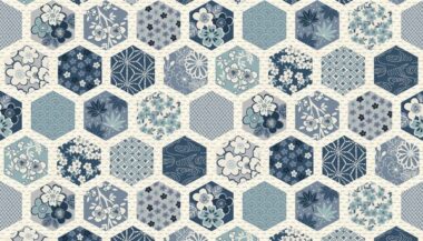 Makower Indigo Hexagons Cotton Fabric