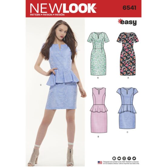 New Look Pattern 6541 Womens Peplum Dress