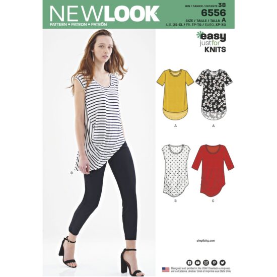 New Look Pattern 6556  Womens Easy Knit Tops
