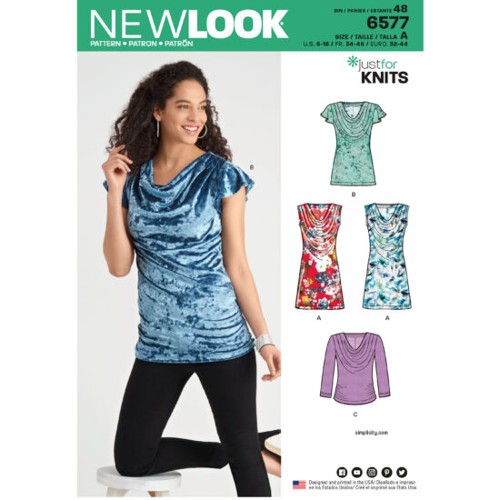 New Look Pattern 6577 Misses Knit Tops