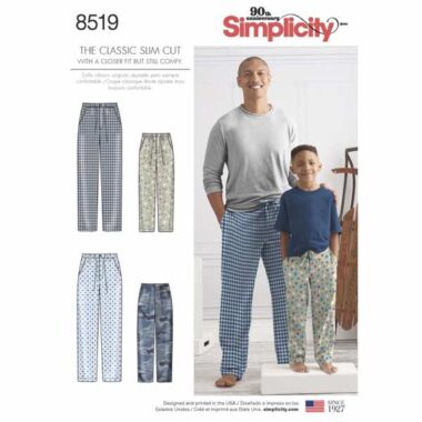 Simplicity 8519 Boys and Men Lounge Pants Sewing Pattern