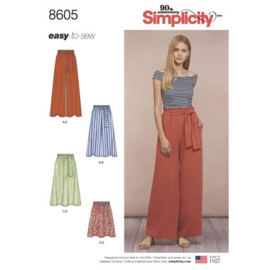 Simplicity 8056 Sewing Pattern, S8056 Amazing Fit Miss & Plus Size Flared  Pants or Shorts, Work Clothes, Work Pants, Size 10-18 