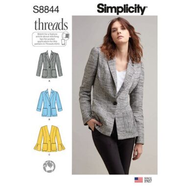 Simplicity Sewing Pattern S8844 Misses Miss Petite Unlined Blazer