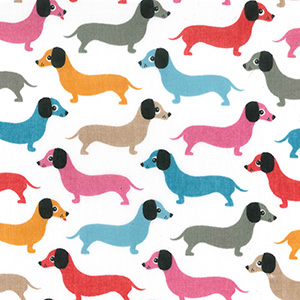 Doggy Dachshunds Poly Cotton Fabric