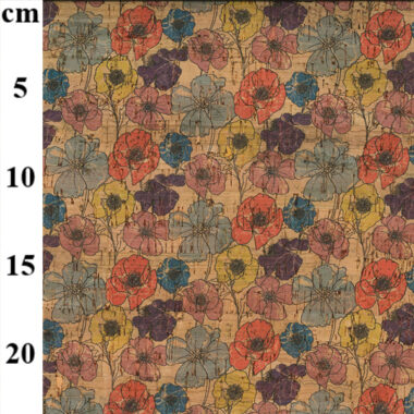 Floral Pansy Cork Fabric