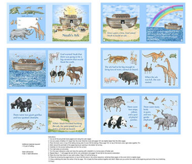 Noah's Ark Book Panel Northcott Fabric