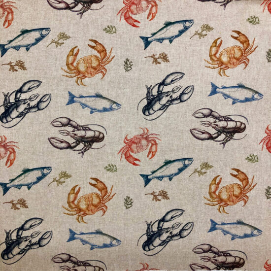 Marine Life Linen Look Canvas Fabric