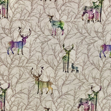 Winter Stag Linen Look Canvas Fabric