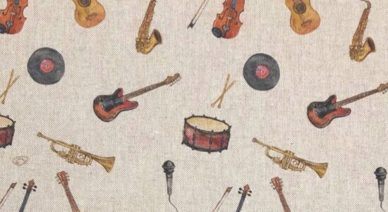 Musical Instrument Linen Look Canvas Fabric