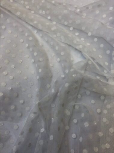 Moonlight White Glitter Spot Dress Fabric