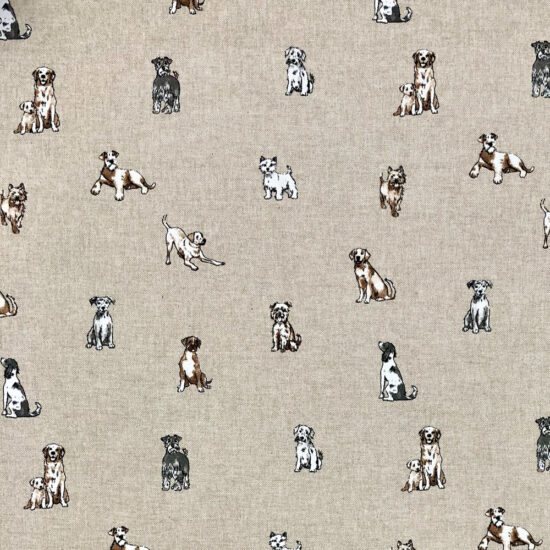 Shabby Dogs Linen Look Canvas Fabric