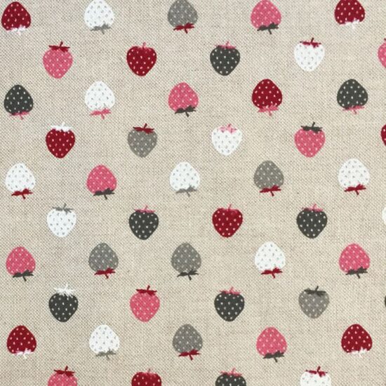 Berry Strawberry Linen Look Canvas