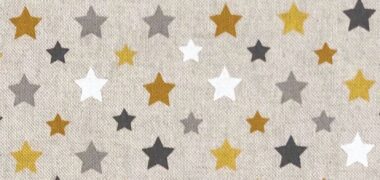 Stars Ochre Linen Style Canvas Fabric