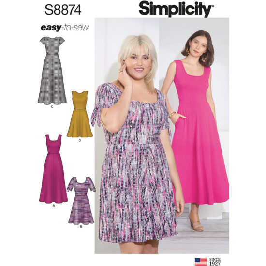 Simplicity Sewing Pattern 8874 Misses Womens Easy-to-Sew Knit Dress