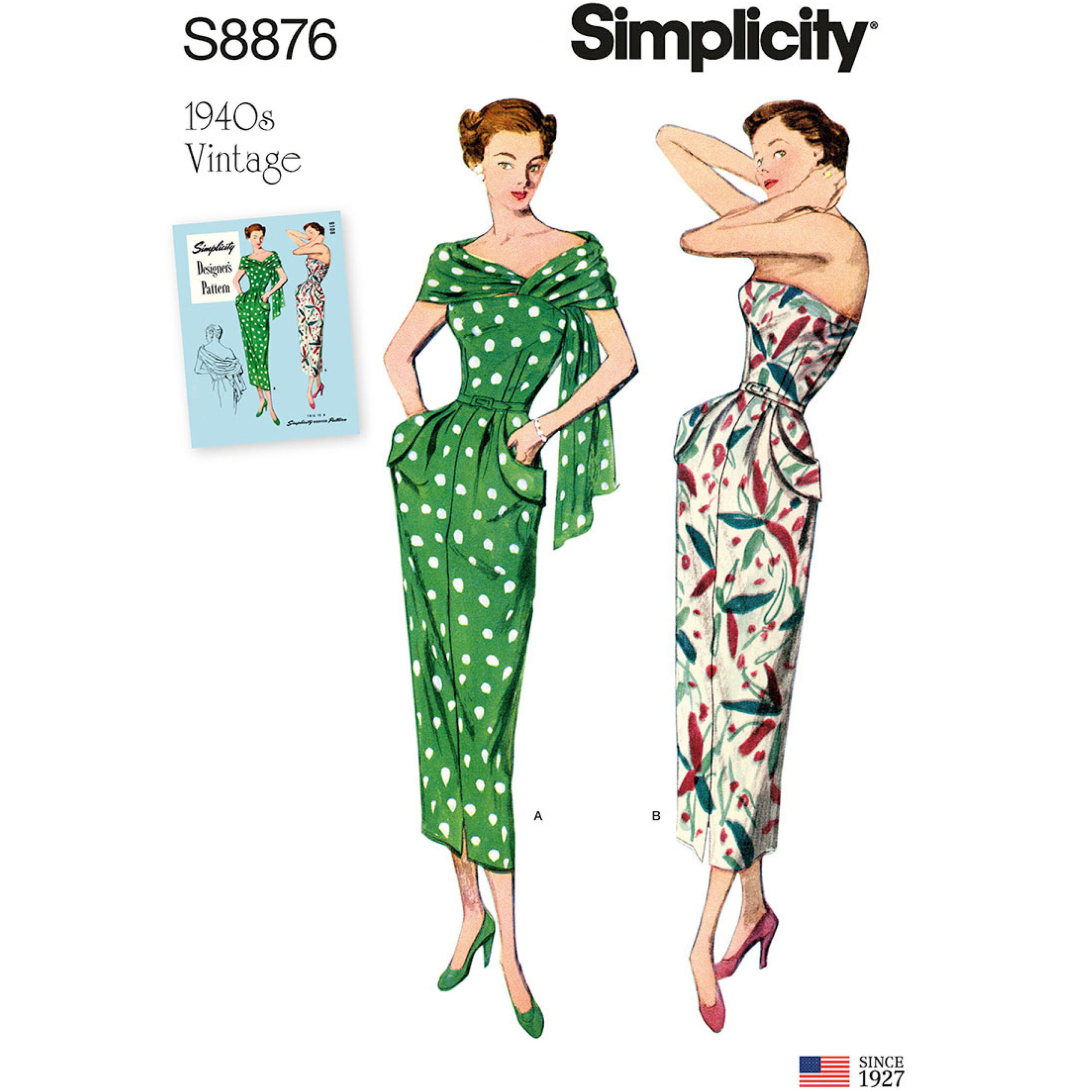 Simplicity Sewing Pattern S8876 Misses Womens Vintage Dress and Stole –  Remnant House Fabric