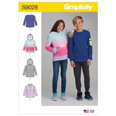 Simplicity Sewing Pattern S9028 Girls' & Boys' Knot Tops with Hoodie