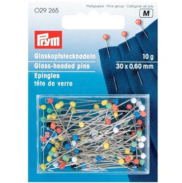 Prym Glass-headed pins, 0.60 x 30mm, multi-colour, 10g