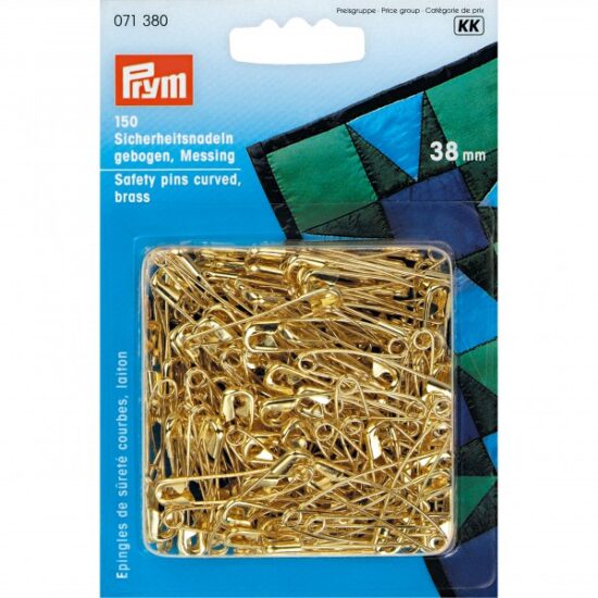Prym Safety pins curved, No. 2, 38mm, gold-coloured