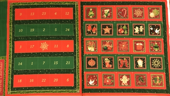 Red and Gold Seasons Greetings Advent Calendar Panel