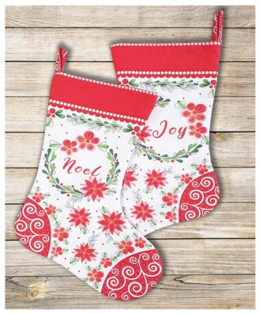 Merry and Bright Christmas Stocking Panel