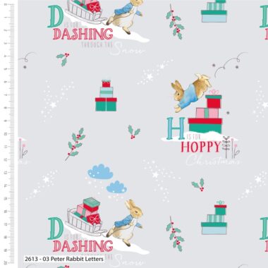 Peter Rabbit Dashing Letters Christmas Cotton Fabric