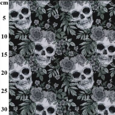 Day Of The Skull Rose and Hubble Cotton Fabric