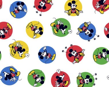 Mickey Mouse Stickers  Cotton Fabric