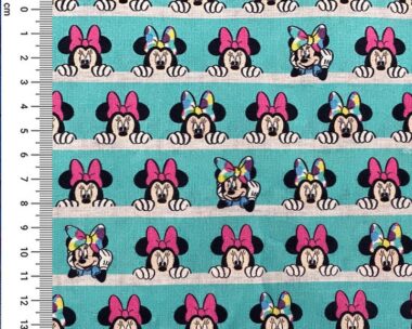 Minnie Mouse Stripe  Cotton Fabric