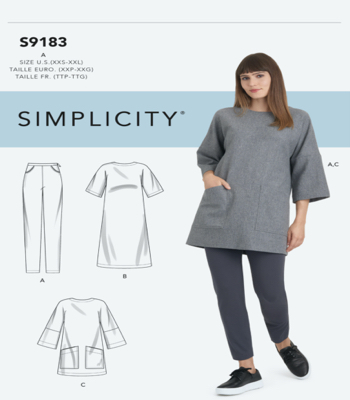 Simplicity Sewing Pattern S9183 Misses Tunic, Top, Dress & Legging