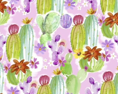 Water Colour Cactus Cotton Fabric