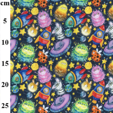 Space Alien Cotton Fabric