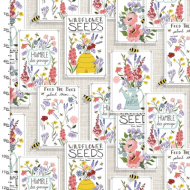 Feed The Bees Seed Patch 3 Wishes Cotton Fabric