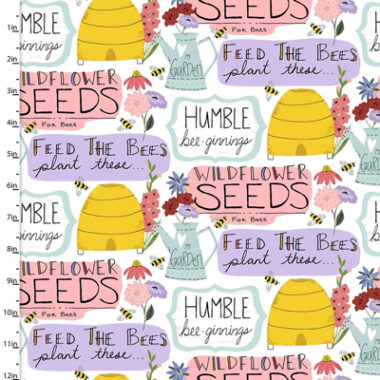 Feed The Bees Garden Words 3 Wishes Cotton Fabric