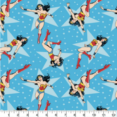 Wonder Woman DC Comics Girl Power Blue Cotton Fabric
