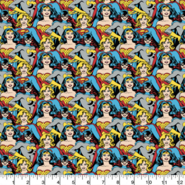 DC Comics Heroines Stacked Cotton Fabric