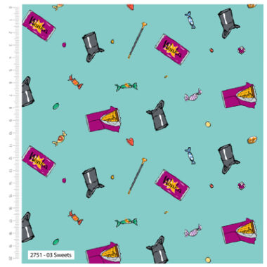 Willy Wonka Sweets Cotton Fabric