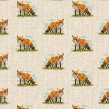Fox All Over Linen Style Canvas Fabric