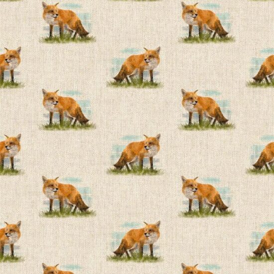 Fox All Over Linen Style Canvas Fabric