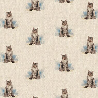 Cat All Over Linen Style Canvas Fabric