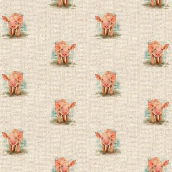 Piglet All Over Linen Style Canvas Fabric