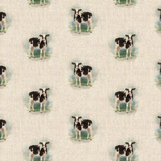 Cow All Over Linen Style Canvas Fabric