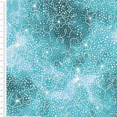 Flower Blender Turquoise Cotton Fabric By Sarah Payne