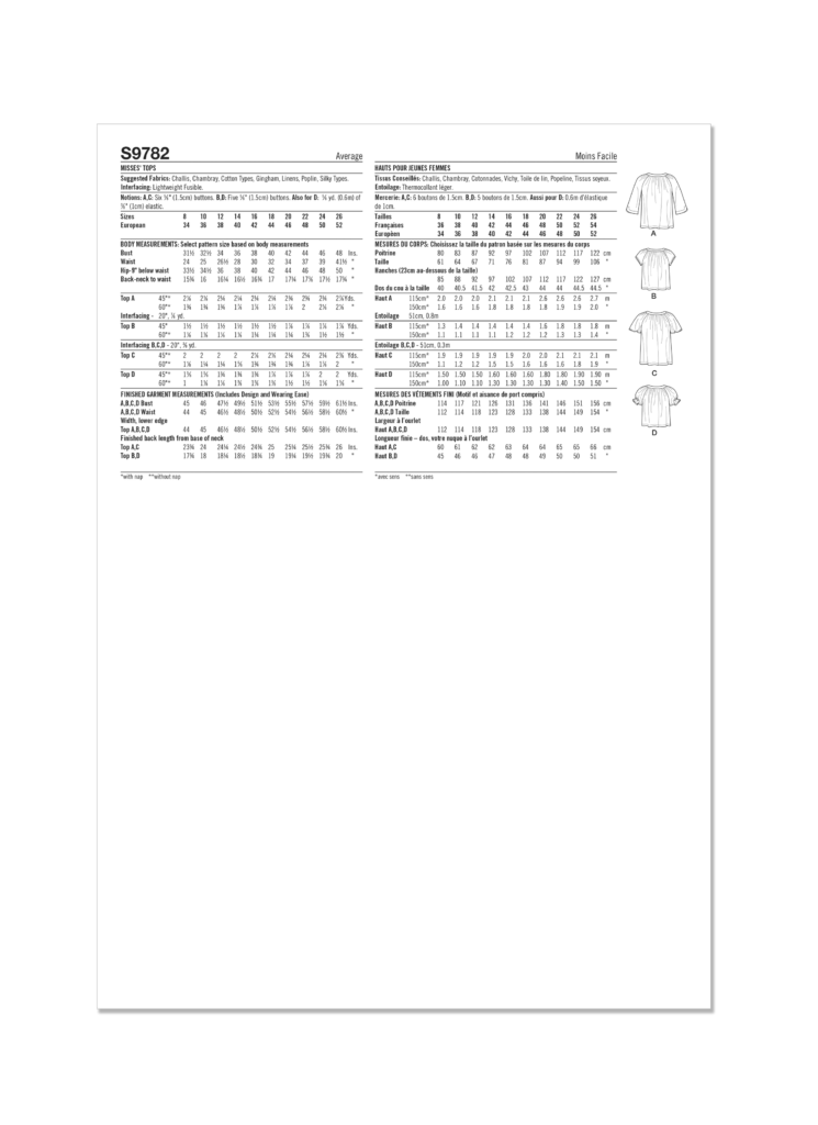 Simplicity 9782 Sewing Pattern – Remnant House Fabric