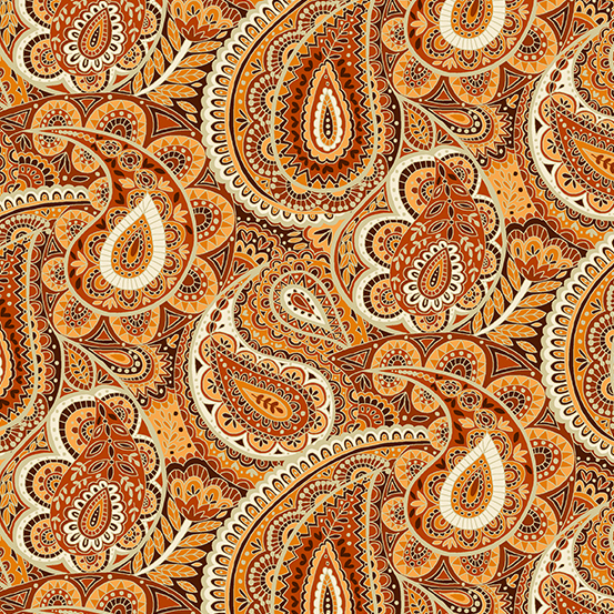 Luxe Paisley Metallic Cotton Fabric Makower – Remnant House Fabric